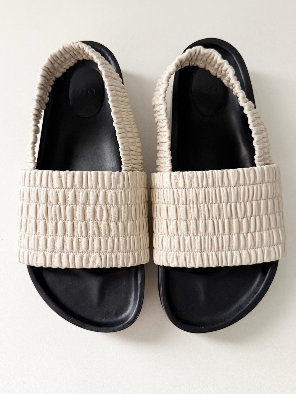 CO Leather Slingback Slide Sandal 9 Chunky Platform Casual Vacation Resort Chic - Picture 3 of 8